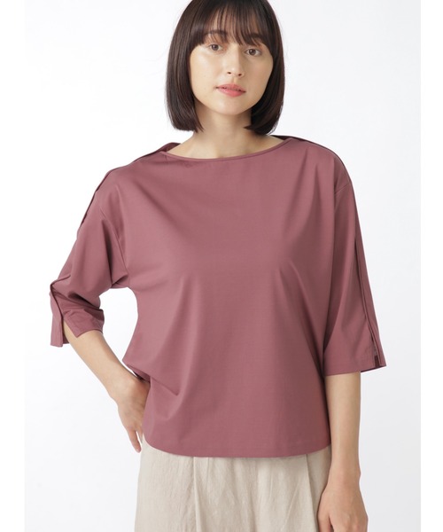 human woman(ヒューマンウーマン)の「プレ-ティング天竺 プルオーバー(Tシャツ/カットソー・レディース・グレー/ボルドー/カーキ・MEDIUM)」の3枚目の写真