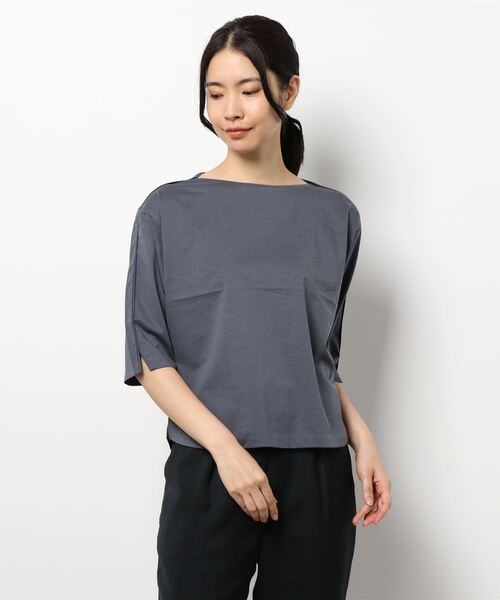 human woman(ヒューマンウーマン)の「プレ-ティング天竺 プルオーバー(Tシャツ/カットソー・レディース・グレー/ボルドー/カーキ・MEDIUM)」の9枚目の写真