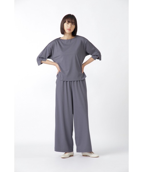 human woman(ヒューマンウーマン)の「プレ-ティング天竺 プルオーバー(Tシャツ/カットソー・レディース・グレー/ボルドー/カーキ・MEDIUM)」の5枚目の写真