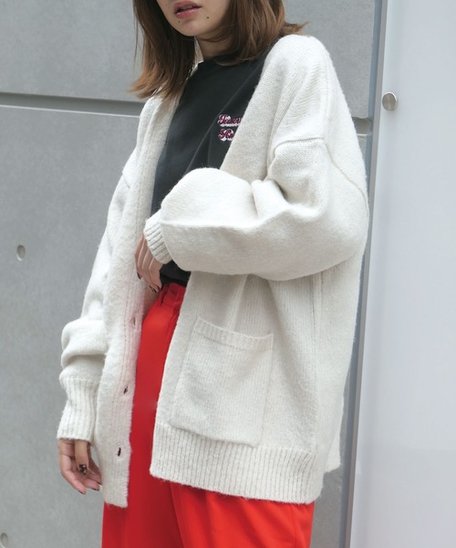 CORNERS（コーナーズ）の「モヘアライクビックカーディガン（カーディガン/ボレロ・レディース・ブラック/サックスブルー/アイボリー/グリーン・M）」の2枚目の写真