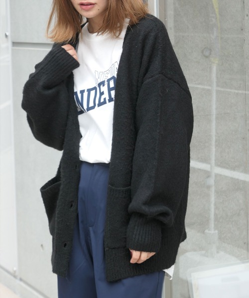 CORNERS（コーナーズ）の「モヘアライクビックカーディガン（カーディガン/ボレロ・レディース・ブラック/サックスブルー/アイボリー/グリーン・M）」の3枚目の写真