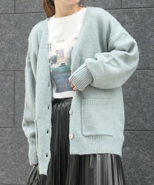 CORNERS（コーナーズ）の「モヘアライクビックカーディガン（カーディガン/ボレロ・レディース・ブラック/サックスブルー/アイボリー/グリーン・M）」の8枚目の写真