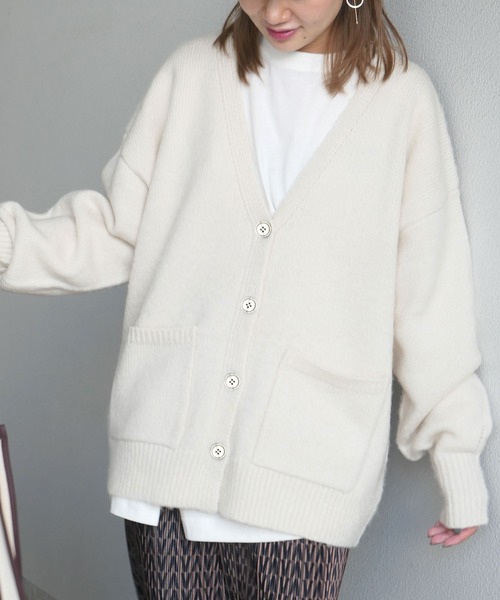 CORNERS（コーナーズ）の「モヘアライクビックカーディガン（カーディガン/ボレロ・レディース・ブラック/サックスブルー/アイボリー/グリーン・M）」の12枚目の写真