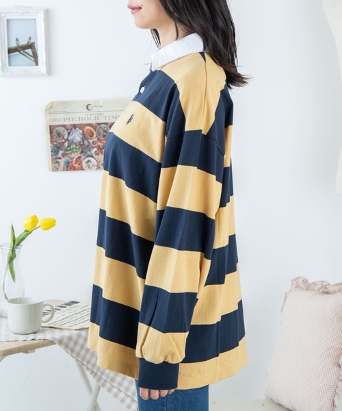 U.S. POLO ASSN.（ユーエスポロアッスン）の「∴WEGO/U.S.POLO ASSN.ボーダーラガーシャツ（ポロシャツ・レディース・その他1/グリーン系その他5/イエロー系その他6・FREE）」の14枚目の写真