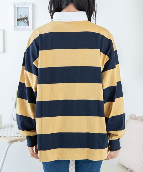 U.S. POLO ASSN.（ユーエスポロアッスン）の「∴WEGO/U.S.POLO ASSN.ボーダーラガーシャツ（ポロシャツ・レディース・その他1/グリーン系その他5/イエロー系その他6・FREE）」の17枚目の写真