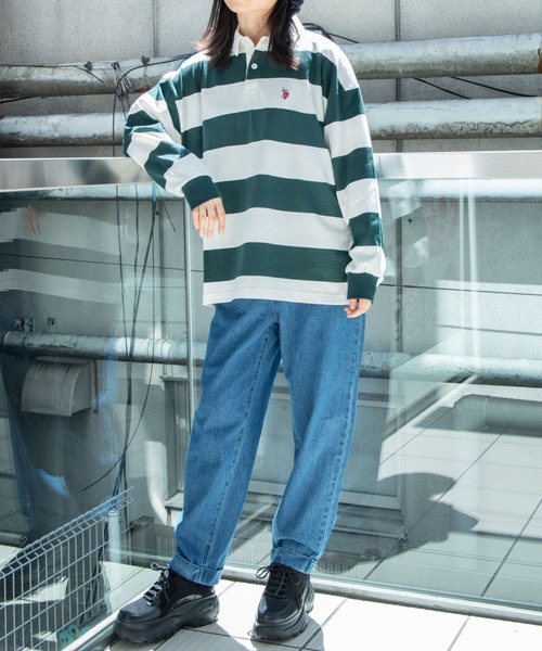 U.S. POLO ASSN.（ユーエスポロアッスン）の「∴WEGO/U.S.POLO ASSN.ボーダーラガーシャツ（ポロシャツ・レディース・その他1/グリーン系その他5/イエロー系その他6・FREE）」の19枚目の写真