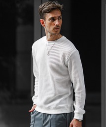 SOMEDIFF | 【SOEMDIFF】スウェットビッグシルエット2トーンワッフルトレーナー メンズ オーバーサイズ スウェット 春服 冬服(スウェット)