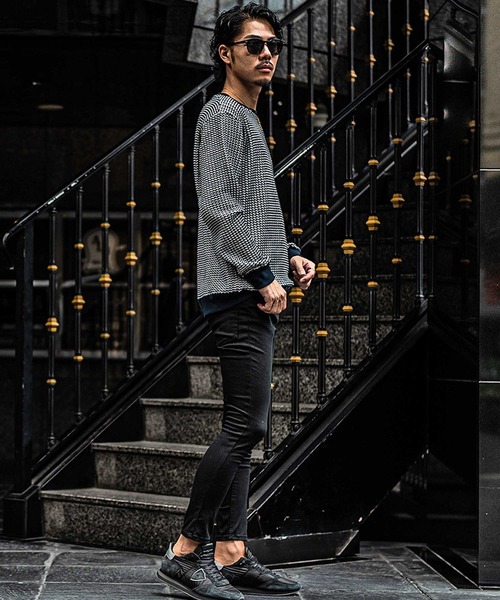 SOMEDIFF（サムディフ）の「【SOEMDIFF】スウェットビッグシルエット2トーンワッフルトレーナー メンズ オーバーサイズ スウェット 春服 冬服（スウェット・メンズ・ブラック/ベージュ/ネイビー/グレー/ホワイト×ネイビー/ホワイト/ブラック系・M/L/XL）」の17枚目の写真