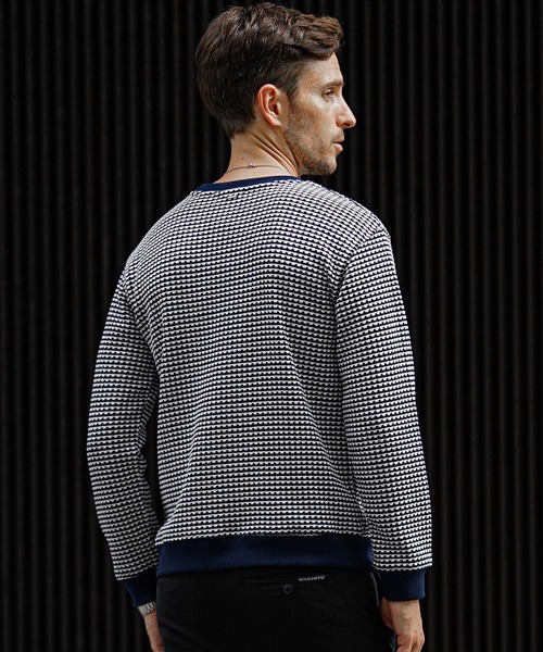 SOEMDIFF】スウェットビッグシルエット2トーンワッフルトレーナー