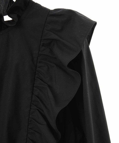 31 Sons de mode（トランテアン　ソン　ドゥ　モード）の「フリルタイプライターワンピース（ワンピース・レディース・ブラック/サックスブルー/オレンジ・36）」の5枚目の写真