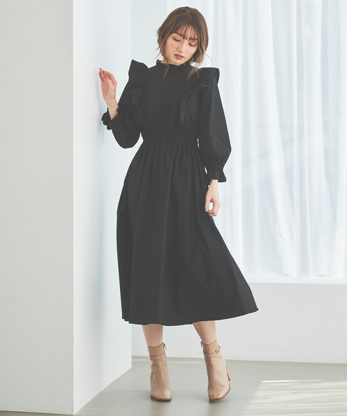 31 Sons de mode（トランテアン　ソン　ドゥ　モード）の「フリルタイプライターワンピース（ワンピース・レディース・ブラック/サックスブルー/オレンジ・36）」の12枚目の写真