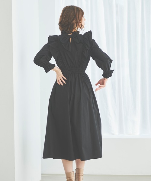 31 Sons de mode（トランテアン　ソン　ドゥ　モード）の「フリルタイプライターワンピース（ワンピース・レディース・ブラック/サックスブルー/オレンジ・36）」の16枚目の写真