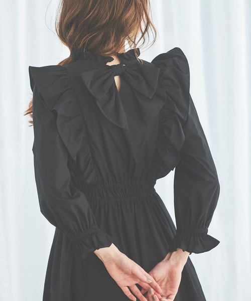 31 Sons de mode（トランテアン　ソン　ドゥ　モード）の「フリルタイプライターワンピース（ワンピース・レディース・ブラック/サックスブルー/オレンジ・36）」の17枚目の写真