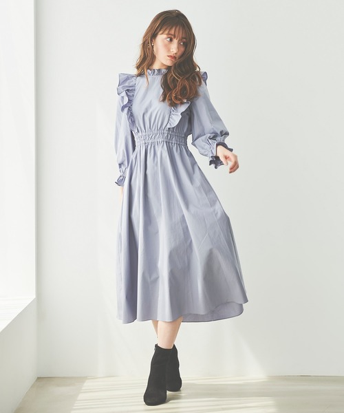 31 Sons de mode（トランテアン　ソン　ドゥ　モード）の「フリルタイプライターワンピース（ワンピース・レディース・ブラック/サックスブルー/オレンジ・36）」の20枚目の写真