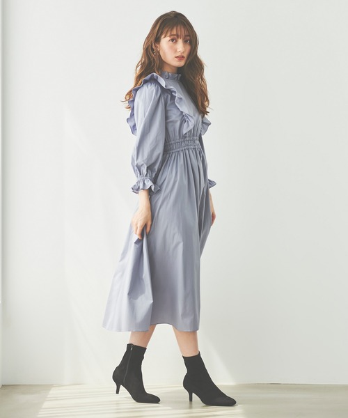 31 Sons de mode（トランテアン　ソン　ドゥ　モード）の「フリルタイプライターワンピース（ワンピース・レディース・ブラック/サックスブルー/オレンジ・36）」の21枚目の写真