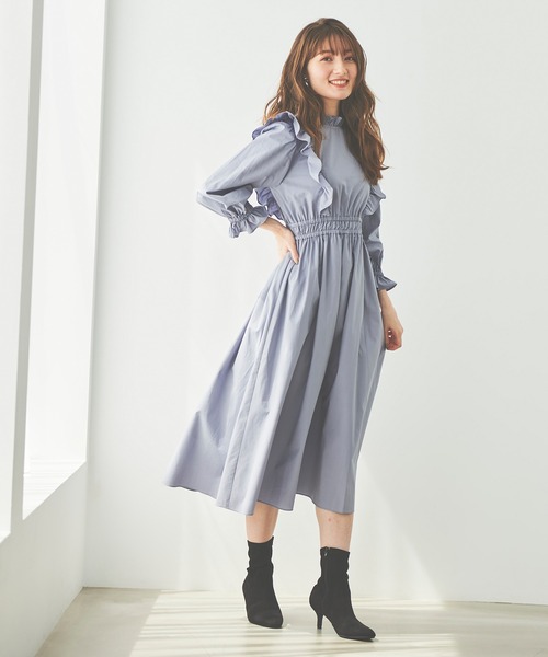 31 Sons de mode（トランテアン　ソン　ドゥ　モード）の「フリルタイプライターワンピース（ワンピース・レディース・ブラック/サックスブルー/オレンジ・36）」の22枚目の写真