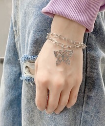 バタフライダブルチェーンブレスレット