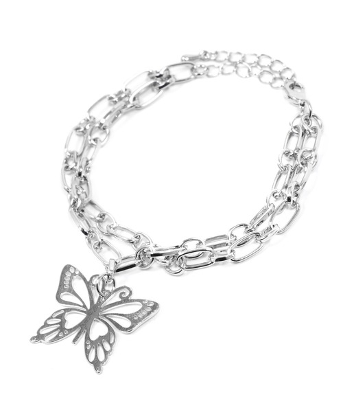 Figments（フィグメンツ）の「バタフライダブルチェーンブレスレット（ブレスレット・レディース・シルバー・FREE）」の5枚目の写真