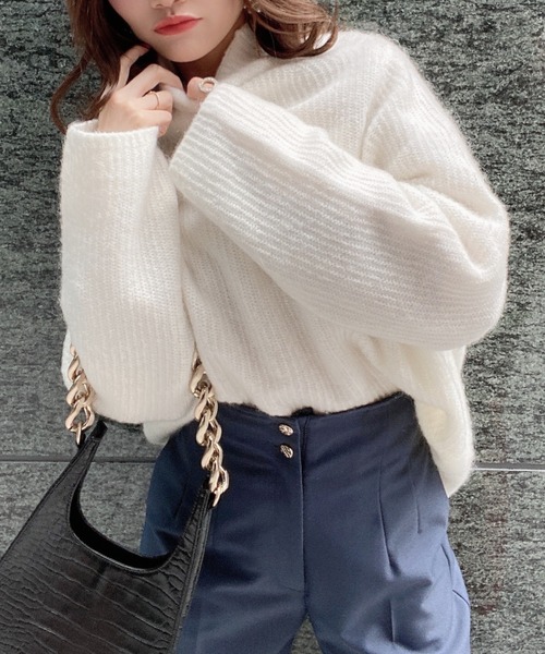 EIMY ISTOIRE（エイミーイストワール）の「モヘアタートルニットプルオーバー（ニット/セーター・レディース・ベージュ/ブラウン/ホワイト/ピンク・FREE）」の11枚目の写真