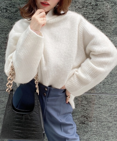 EIMY ISTOIRE（エイミーイストワール）の「モヘアタートルニットプルオーバー（ニット/セーター・レディース・ベージュ/ブラウン/ホワイト/ピンク・FREE）」の12枚目の写真