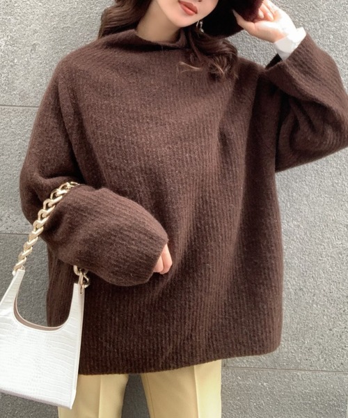 EIMY ISTOIRE（エイミーイストワール）の「モヘアタートルニットプルオーバー（ニット/セーター・レディース・ベージュ/ブラウン/ホワイト/ピンク・FREE）」の5枚目の写真