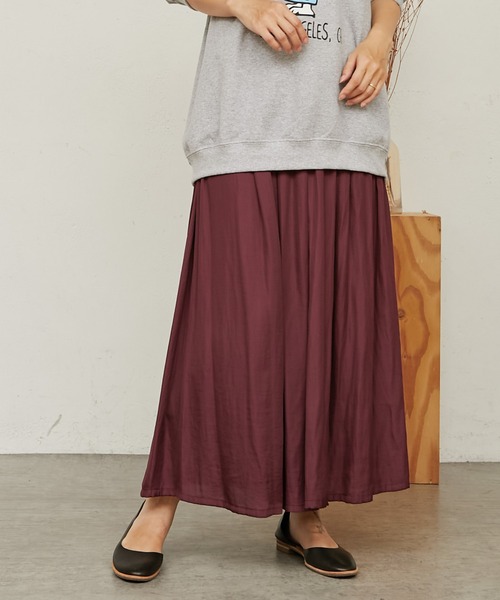 BONbazaar（ボンバザール）の「【通年使えるロングセラーアイテム】ギャザーガウチョパンツ（その他パンツ・レディース・ブルー/チャコールグレー/パープル・FREE）」の3枚目の写真