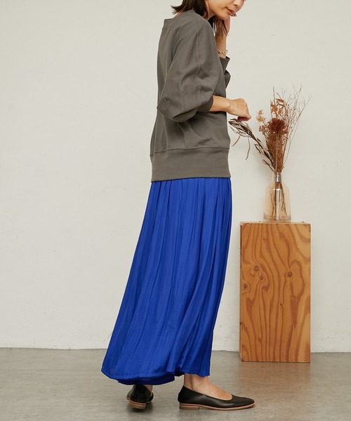 BONbazaar（ボンバザール）の「【通年使えるロングセラーアイテム】ギャザーガウチョパンツ（その他パンツ・レディース・ブルー/チャコールグレー/パープル・FREE）」の6枚目の写真