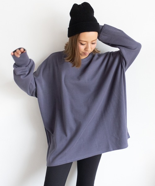 PICHI(ピイチ)の「オーバーサイズドルマンスリットロンTee(Tシャツ/カットソー・レディース・ブルー/アイボリー/チャコール/オフホワイト/ブラック/グレー/パープル/ピンク/ライトブルー/オートミール/ホワイト/カーキ/ダークグレー/モカ/ダークベージュ/グリーン/ブルーパープル/ライトグレー/コーラルピンク/ネイビー/イエロー/ブラウン/ベビーピンク/レッド・FREE)」の17枚目の写真