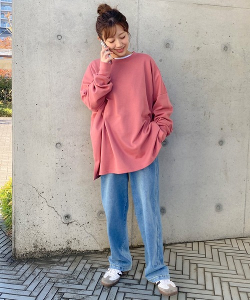 楽天市場】オーバーサイズドルマンスリットロンTee 〈全10カラー