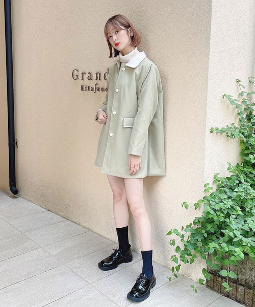 Voyage Titty Co ボヤージュティティアンドコープチ の Voyage Titty Co バイカラーレトロハーフコート その他アウター Wear