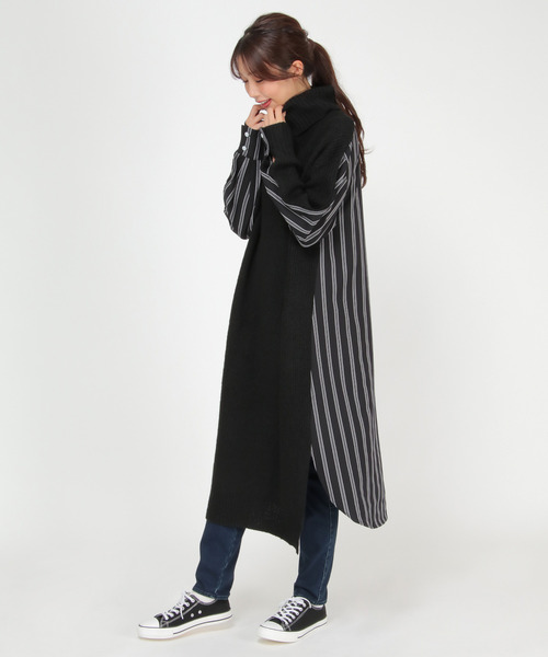 LBC(エルビーシー)の「異素材切り替えタートルニットワンピ(ワンピース・レディース・ブルー/ブラック・M)」の18枚目の写真