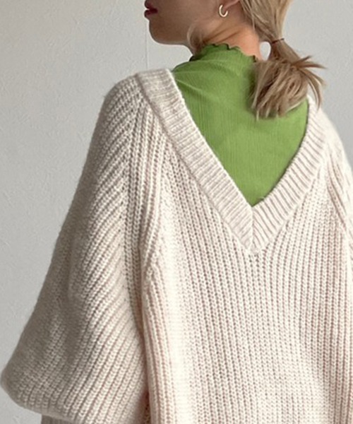 w closet（ダブルクローゼット）の「ランダムテレコハイネックプルオーバー（Tシャツ/カットソー・レディース・ブラック/オフホワイト/ライム・FREE）」の3枚目の写真