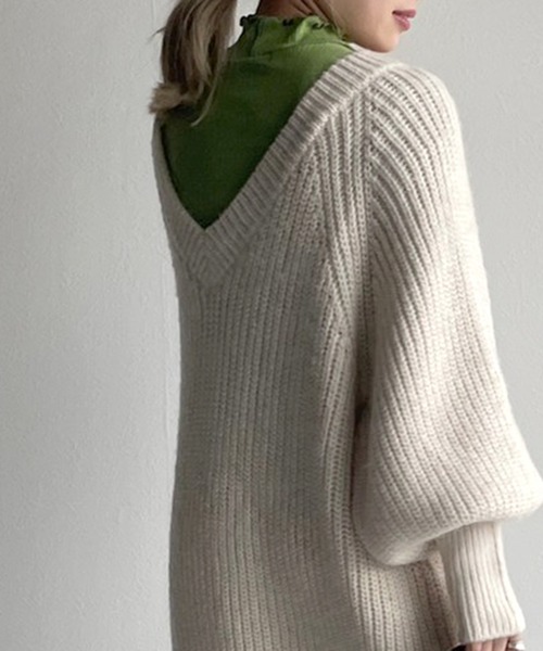 w closet（ダブルクローゼット）の「ランダムテレコハイネックプルオーバー（Tシャツ/カットソー・レディース・ブラック/オフホワイト/ライム・FREE）」の7枚目の写真