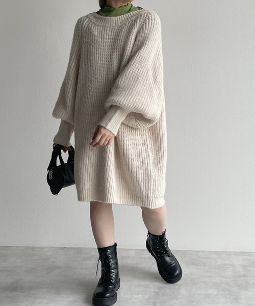 w closet（ダブルクローゼット）の「ランダムテレコハイネックプルオーバー（Tシャツ/カットソー・レディース・ブラック/オフホワイト/ライム・FREE）」の8枚目の写真