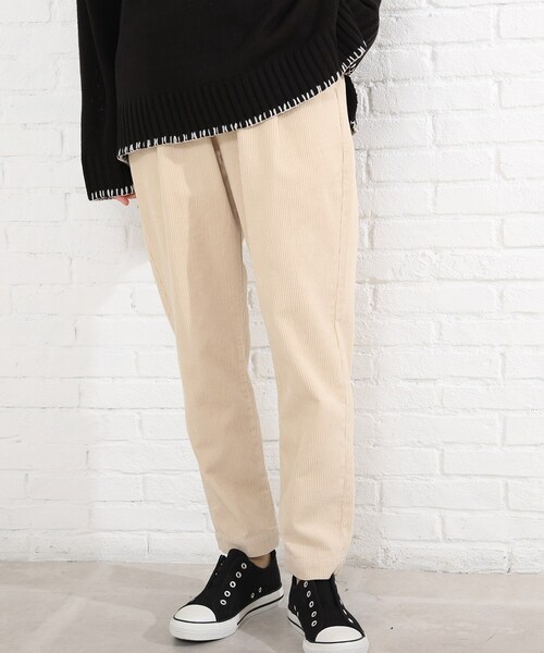 SHOO・LA・RUE（シューラルー）の「◆【S-3L】コーデュロイ イージーテーパードパンツ（その他パンツ・レディース・ベージュ/ライトグリーン/アイボリー/サンドベージュ・02/05/01/03/04）」の2枚目の写真