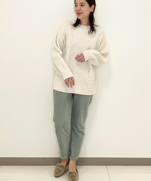 SHOO・LA・RUE（シューラルー）の「◆【S-3L】コーデュロイ イージーテーパードパンツ（その他パンツ・レディース・ベージュ/ライトグリーン/アイボリー/サンドベージュ・02/05/01/03/04）」の8枚目の写真