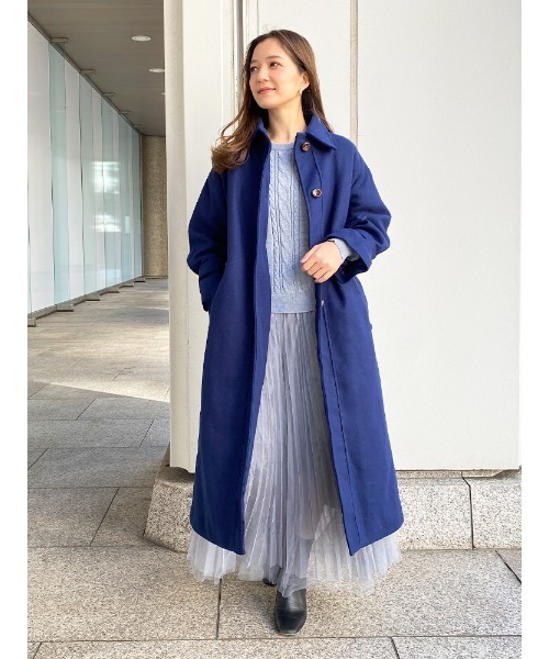ECLIN(エクラン)の「ロングコート(ステンカラーコート・レディース・ブルー系その他/ネイビー・L/M/S)」の2枚目の写真