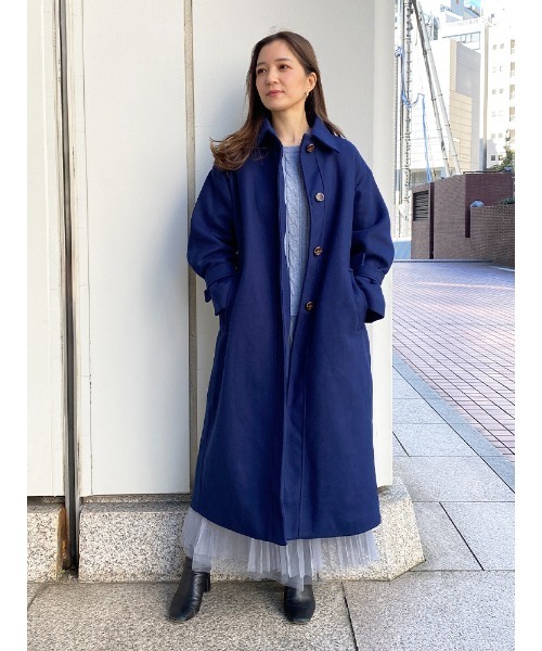 ECLIN(エクラン)の「ロングコート(ステンカラーコート・レディース・ブルー系その他/ネイビー・L/M/S)」の7枚目の写真