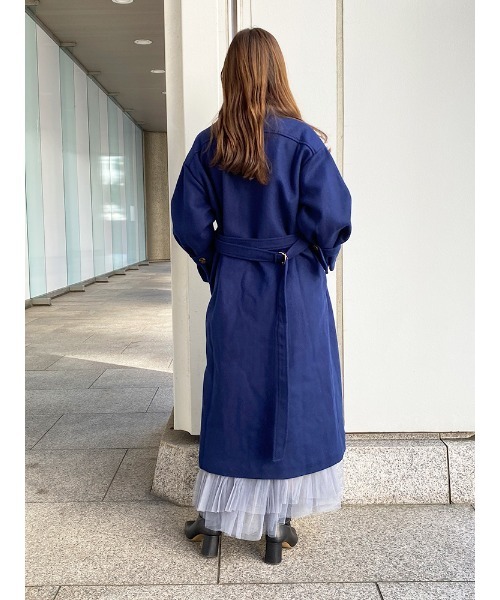 ECLIN(エクラン)の「ロングコート(ステンカラーコート・レディース・ブルー系その他/ネイビー・L/M/S)」の6枚目の写真
