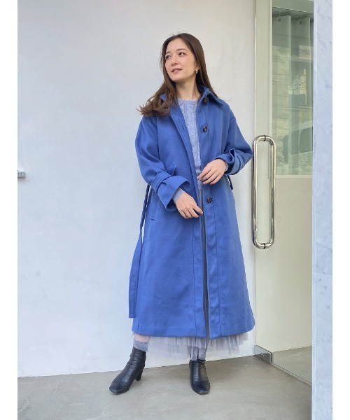 ECLIN(エクラン)の「ロングコート(ステンカラーコート・レディース・ブルー系その他/ネイビー・L/M/S)」の8枚目の写真