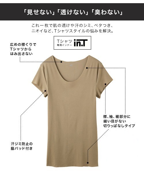 GUNZE(グンゼ)の「GUNZE グンゼ インナーシャツ メンズ アパレル 脇パッド 汗対策 透け防止 速乾 切りっぱなし グンゼ 透けない インナー GUNZE 無地 汗染み防止(Tシャツ/カットソー・メンズ・ブラック/ベージュ/ベージュ系その他/ピンク/オリーブ/オレンジ/ブラック系その他・MEDIUM/LARGE/X-LARGE/SMALL)」の9枚目の写真