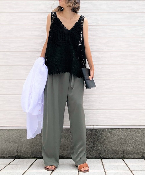 Q（キュー）の「アシメラップベルトパンツ（その他パンツ・レディース・オリーブ/ピンク・MEDIUM）」の18枚目の写真