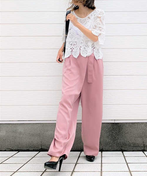 Q（キュー）の「アシメラップベルトパンツ（その他パンツ・レディース・オリーブ/ピンク・MEDIUM）」の19枚目の写真