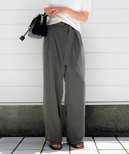 Q（キュー）の「アシメラップベルトパンツ（その他パンツ・レディース・オリーブ/ピンク・MEDIUM）」の15枚目の写真