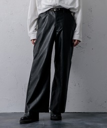Adoon plain | 【Adoon plain】フェイクレザーワイドパンツ(その他パンツ)