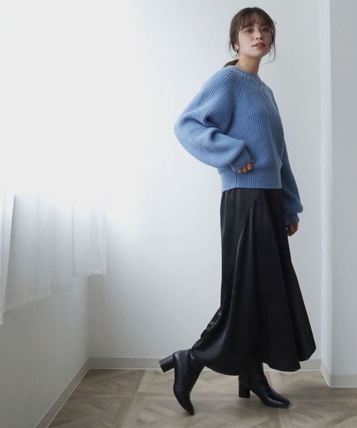 HER CLOSET（ハークローゼット）の「【shemoshelly】片畦ラグランスリーブニットプルオーバー（ニット/セーター・レディース・ブラック/ベージュ/ブルー/ライトグリーン/マスタード・M）」の20枚目の写真