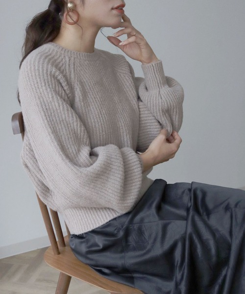 HER CLOSET（ハークローゼット）の「【shemoshelly】片畦ラグランスリーブニットプルオーバー（ニット/セーター・レディース・ブラック/ベージュ/ブルー/ライトグリーン/マスタード・M）」の21枚目の写真