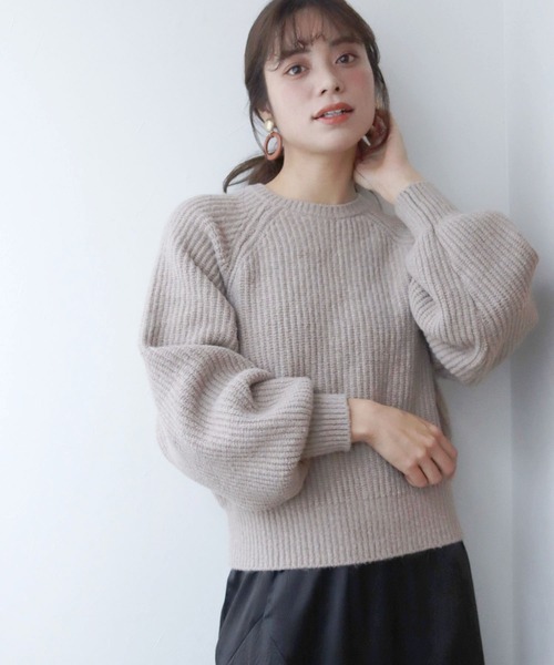 HER CLOSET（ハークローゼット）の「【shemoshelly】片畦ラグランスリーブニットプルオーバー（ニット/セーター・レディース・ブラック/ベージュ/ブルー/ライトグリーン/マスタード・M）」の22枚目の写真