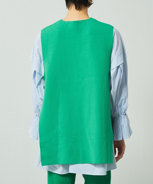 Lui's（ルイス）の「切替デザインダブルジャガードベスト（ベスト・レディース・グリーン/オフホワイト/ブラック・FREE）」の6枚目の写真