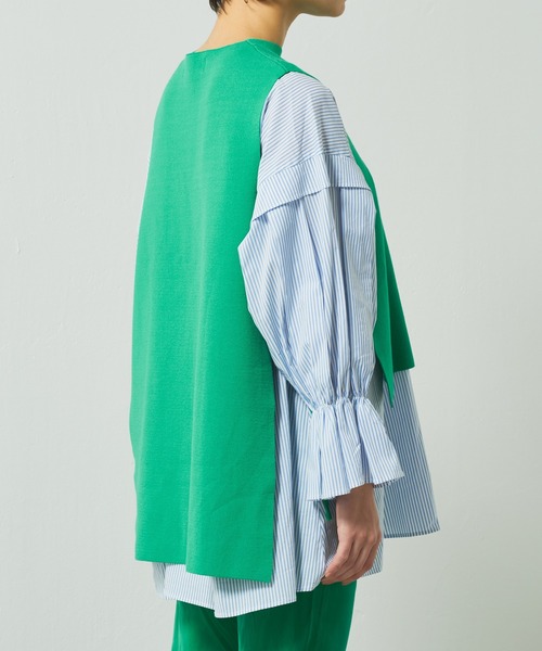 Lui's（ルイス）の「切替デザインダブルジャガードベスト（ベスト・レディース・グリーン/オフホワイト/ブラック・FREE）」の7枚目の写真